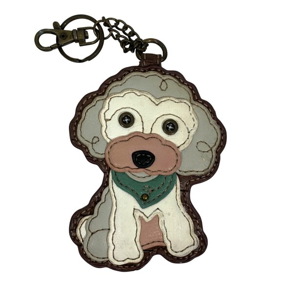 CUTE Chala Handbags Dog Keychain Coin Purse Faux Leather Woven Poodle Bucshon - Picture 1 of 5